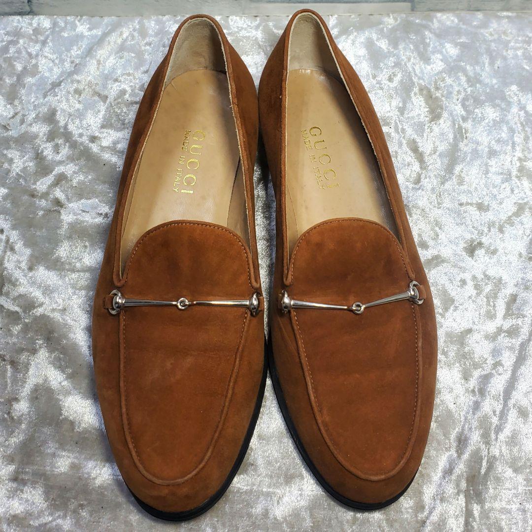 【極美品】✨GUCCI 22.5cm 革靴 茶 スエード ビット金具 35.5