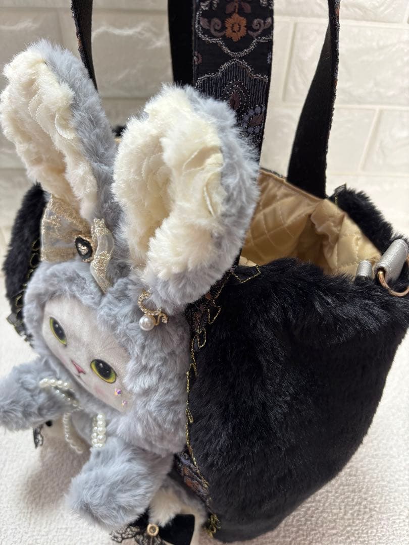 山*ば様 コヤンイサムチョン ファーバッグ ギムくん グレーうさちゃん