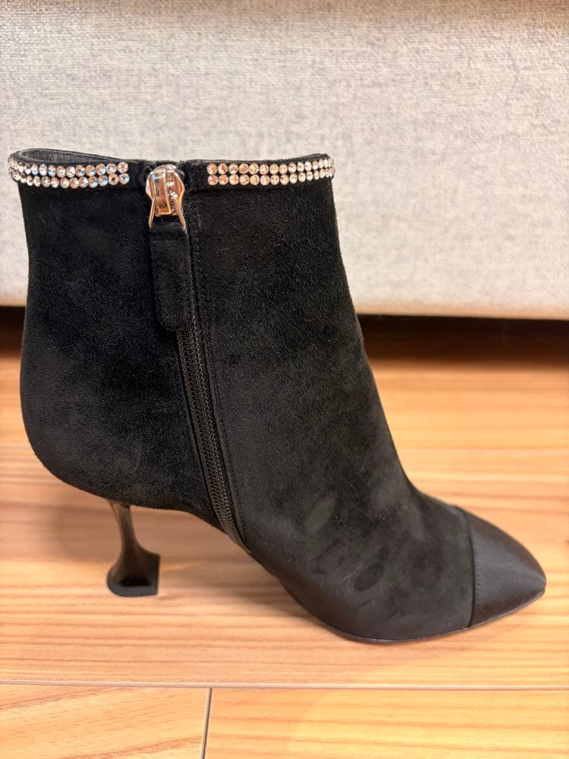 CHANEL シャネル ブーティ スター ビジュー ブラック スエード 36.5