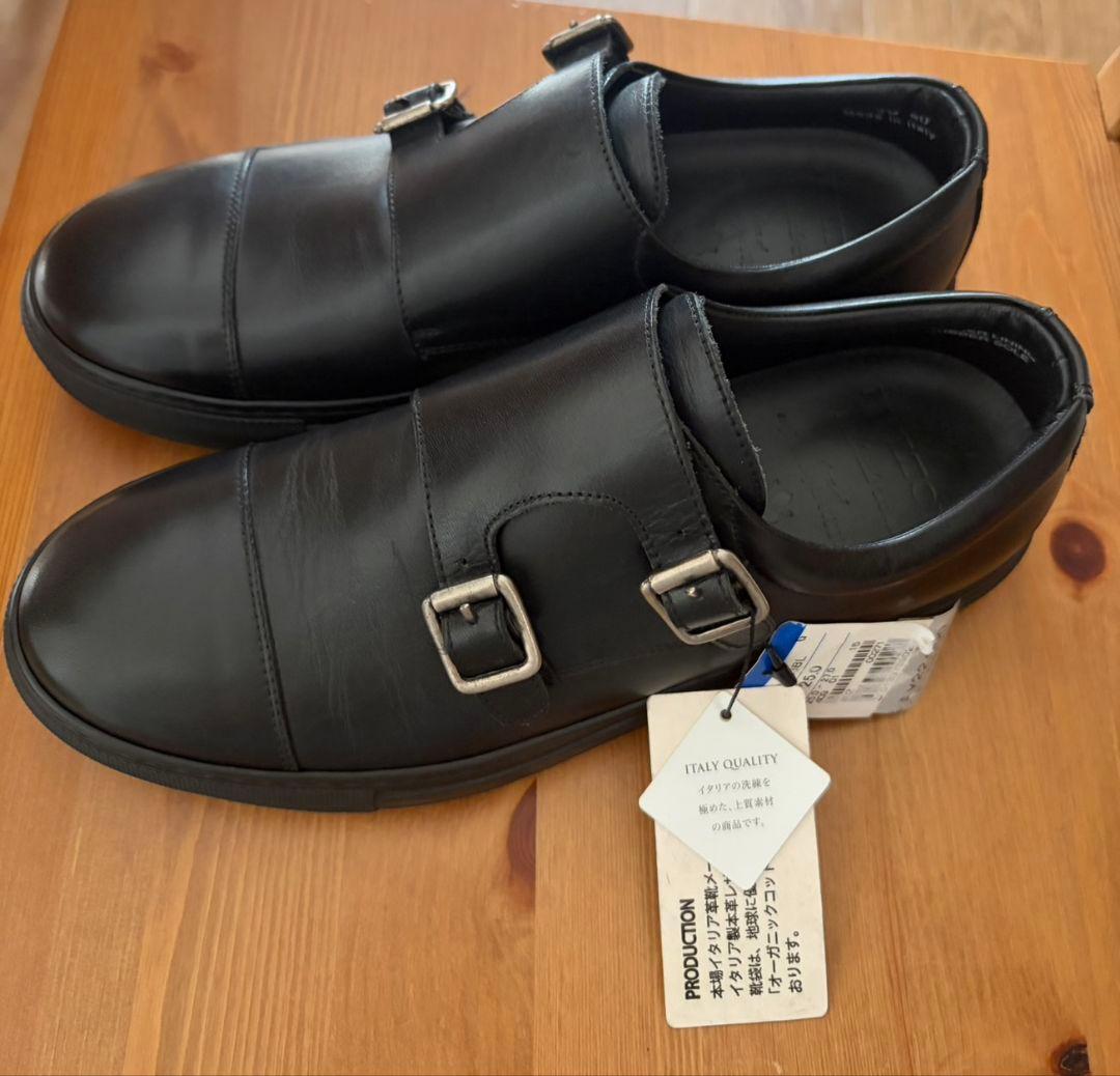 HILTON ブラック ダブルモンクシューズ 25.0cm