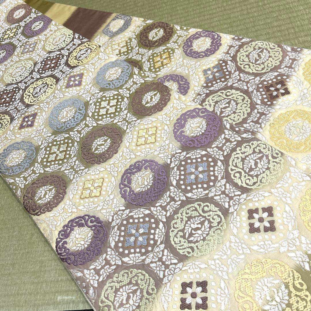 正絹　袋帯《刺繍　丸紋様》