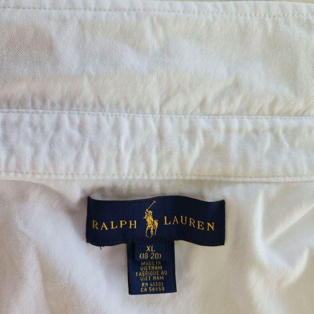 ラルフローレン 長袖シャツ ビッグポニー刺繍 白 ホワイト L相当
