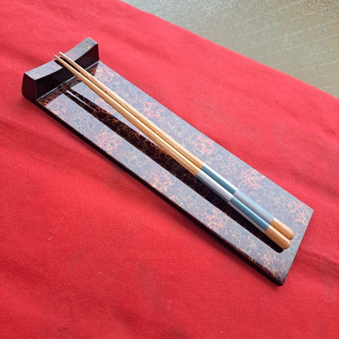 津軽塗 唐塗 8寸 箸置き×5客】天然木製 未使用品