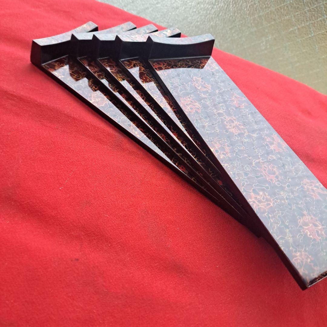 津軽塗 唐塗 8寸 箸置き×5客】天然木製 未使用品