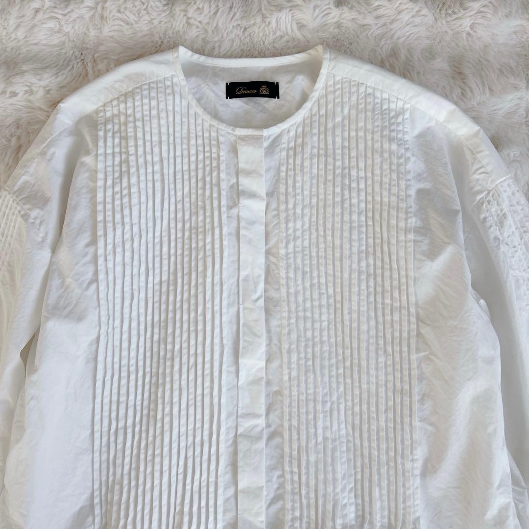 ドゥロワー ☆コットンピンタックブラウス ホワイト ノーカラー - メルカリ