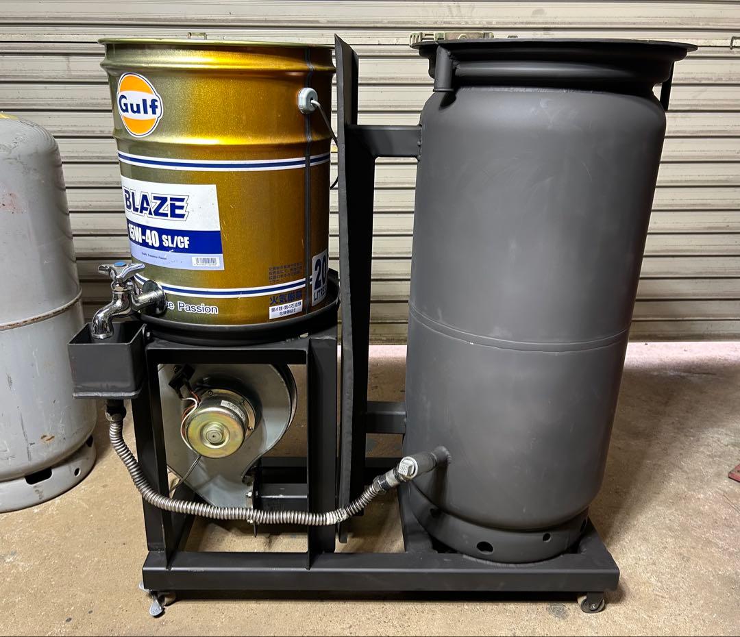 鍛冶工のプロが製作 廃油 ストーブ 送料無料 スライド蓋 キャスター