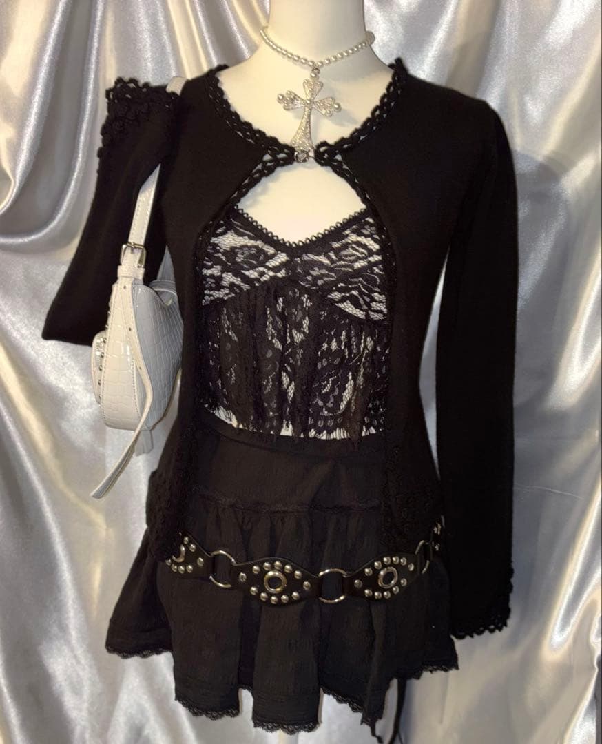 Archive ダークコア ゴスロリ y2k ウールニットカーディガン 黒 - メルカリ