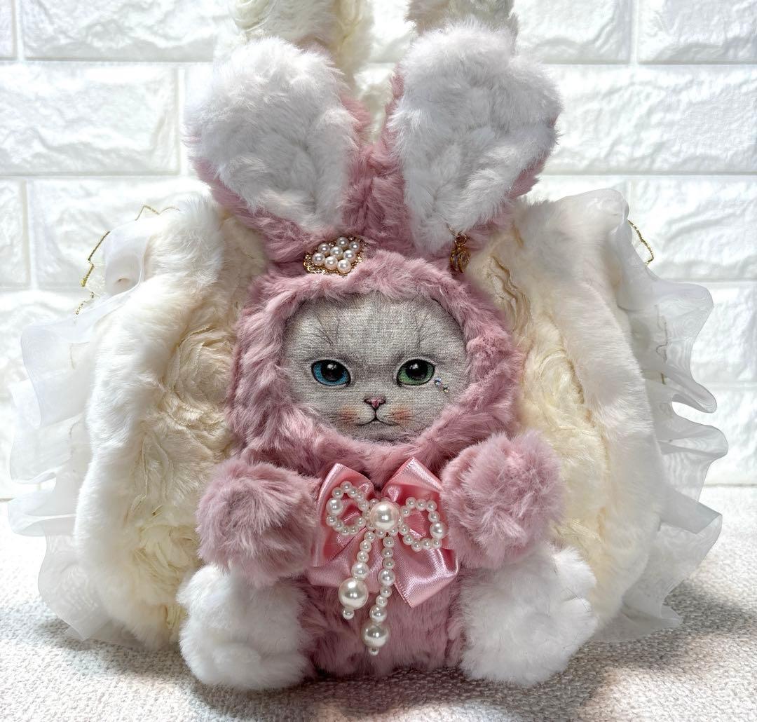 m*e様 コヤンイサムチョン　フリルファーバッグ 白　ピンクうさちゃん コヤンイサムチョン コロンバッグ ピンク - メルカリ