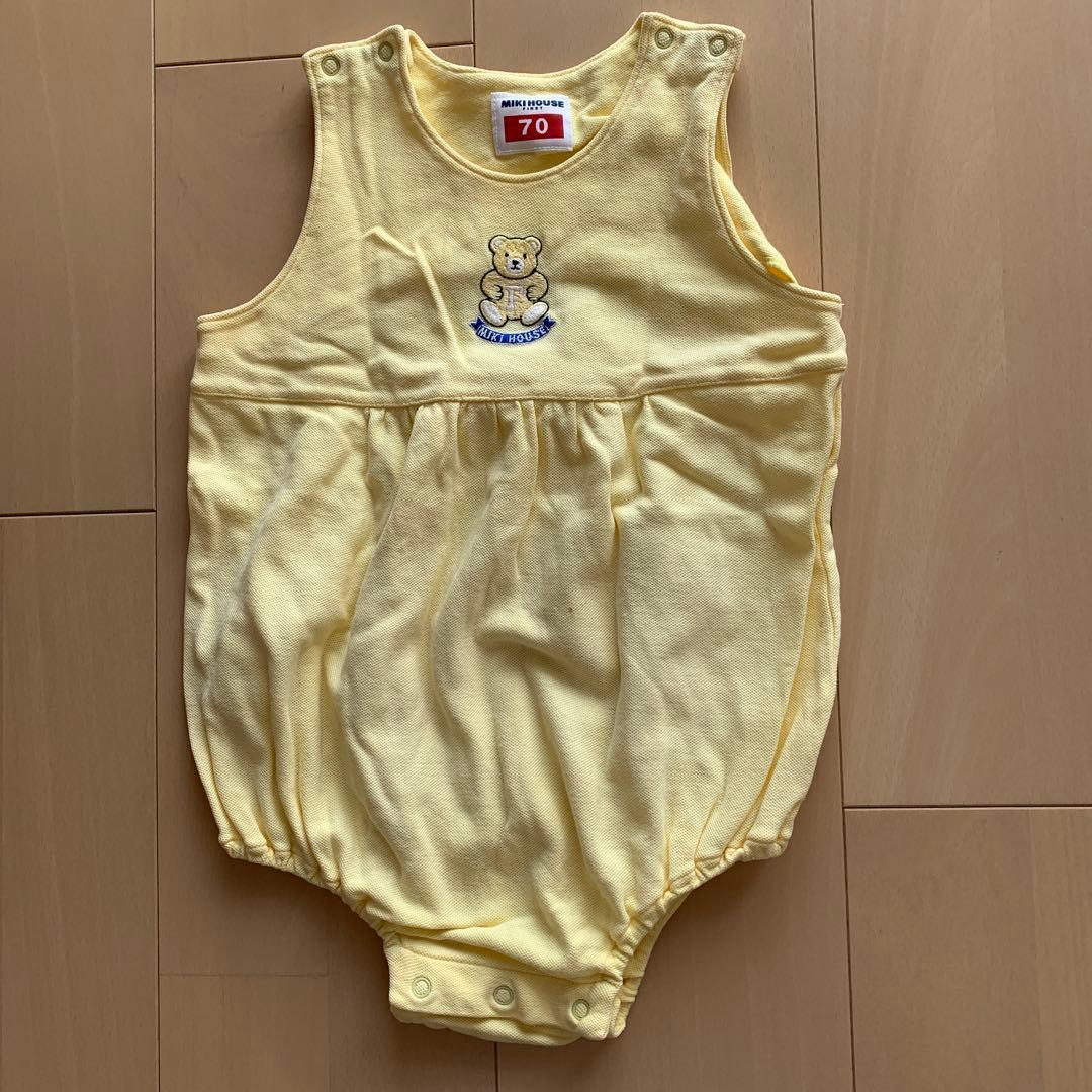 ミキハウス イエロー クマ刺繍ロンパース 70 - メルカリ