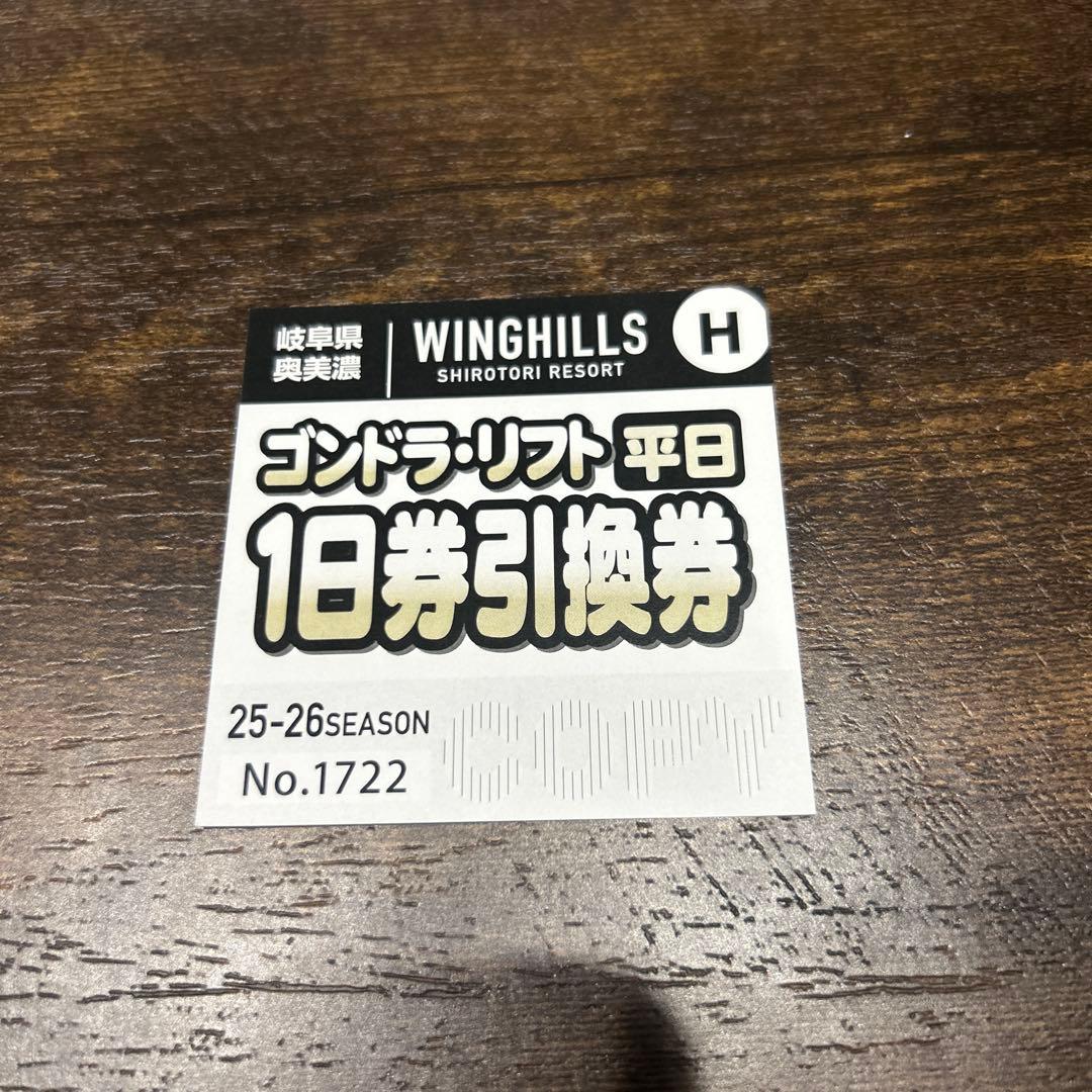 ウイングヒルズ白鳥リゾート ゴンドラ•リフト 平日1日券引換券 - メルカリ