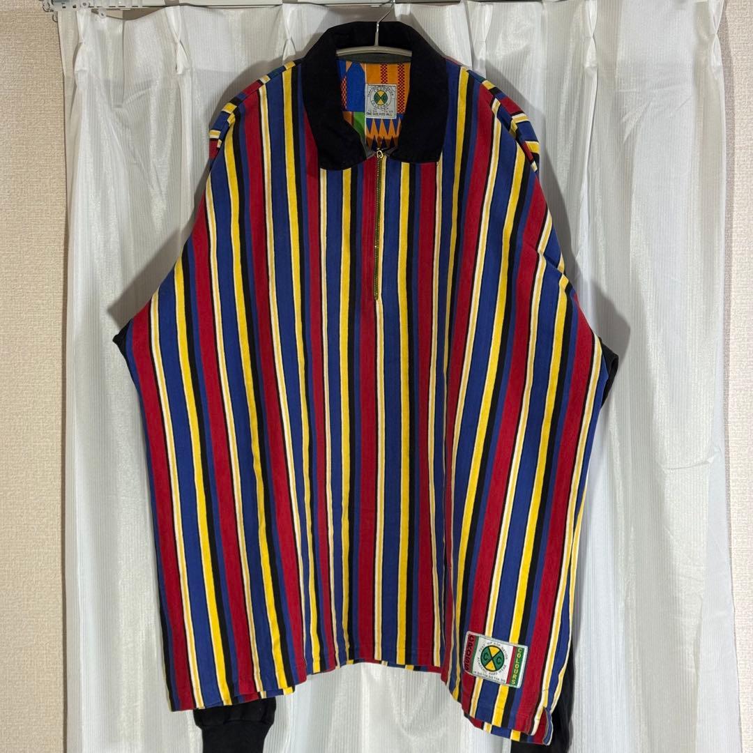 CROSS COLOURS ストライプシャツ ラスタ ジップアップ 2pac Cross Colours x Tupac Shakur Profile Black Long Sleeve T-Shirt at