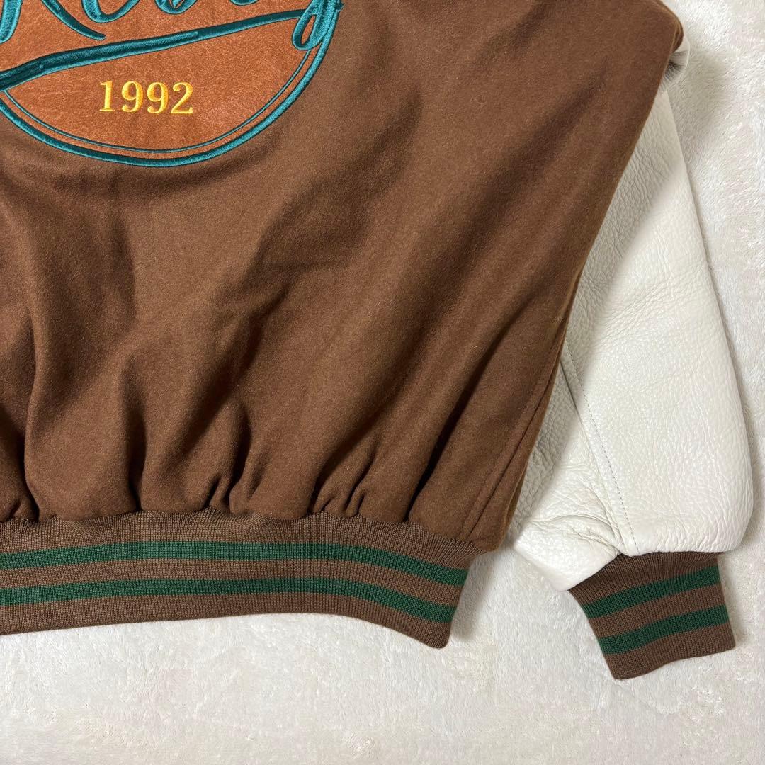 keboz スタジャン ブラウン レザー切替 - メルカリ