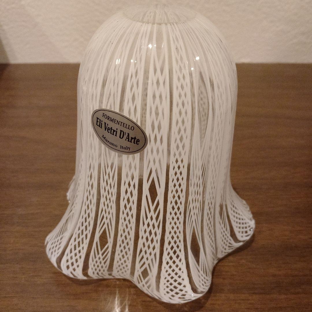 ベネチアンガラス ムラノ MURANO ランプシェード 白 レース インテリア
