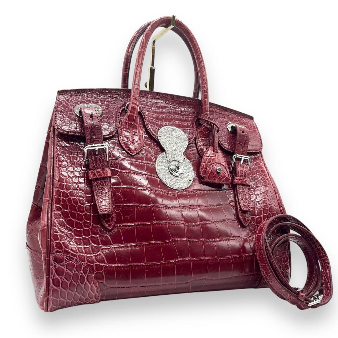 極美品□ラルフローレン リッキー 本革 クロコダイル リッキー 2way