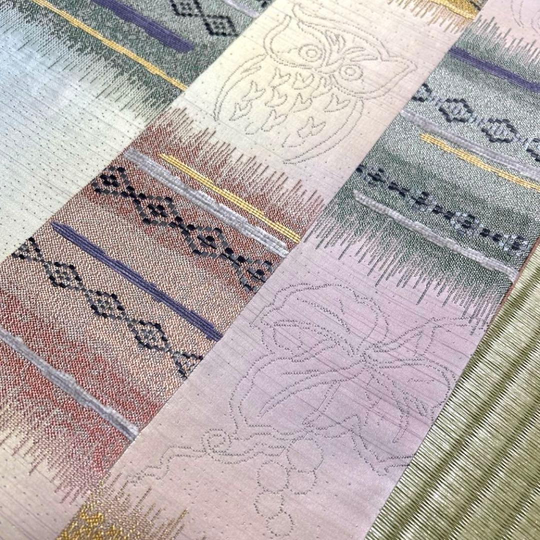 正絹 袋帯 【ふくろう うさぎ 市松模様】 - メルカリ