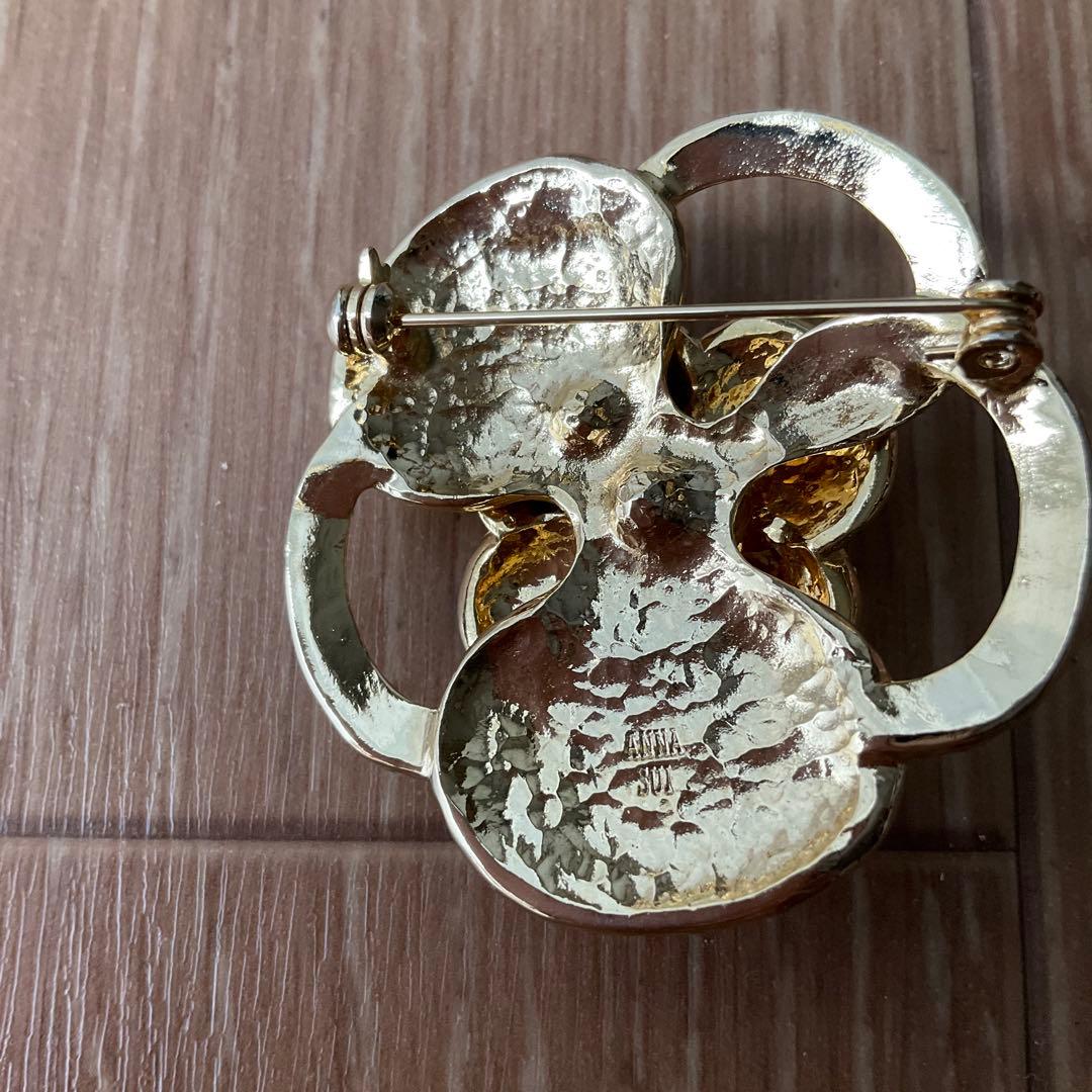 ANNA SUI アナスイ ブローチ 薔薇 バラ ピンク ビジュー