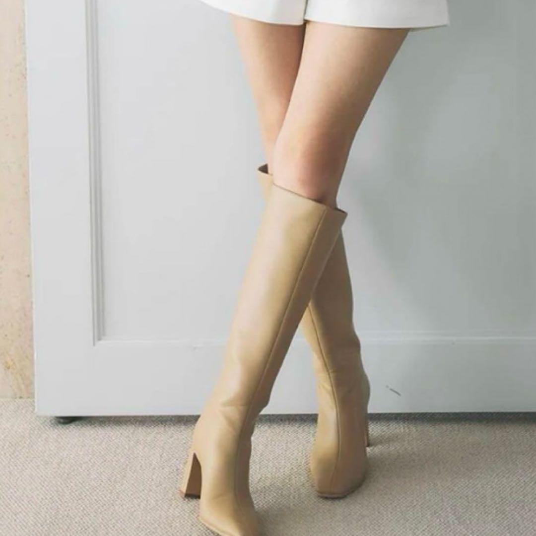 新品】poláura ロゴジップスクエアトゥロングブーツ Sサイズ - メルカリ