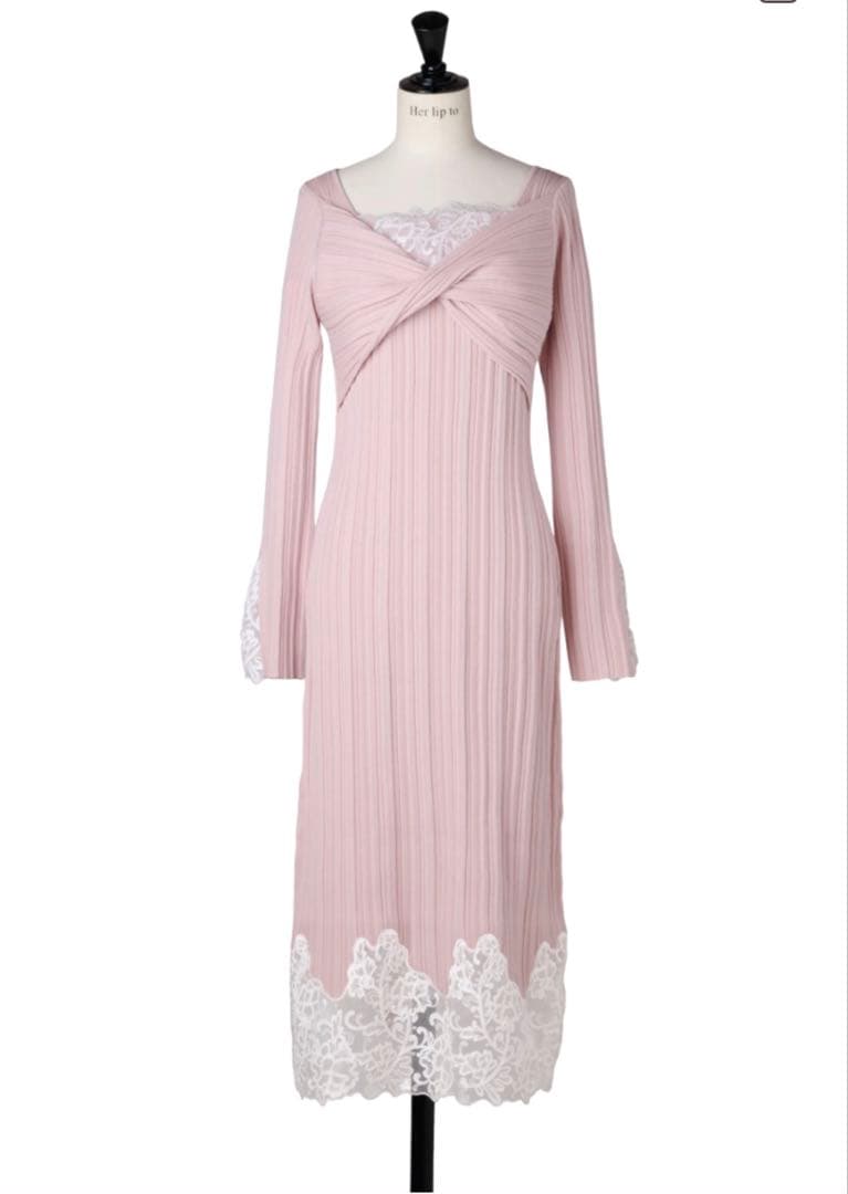 Lilou Lace Hem Knit Dress misty rose S - メルカリ