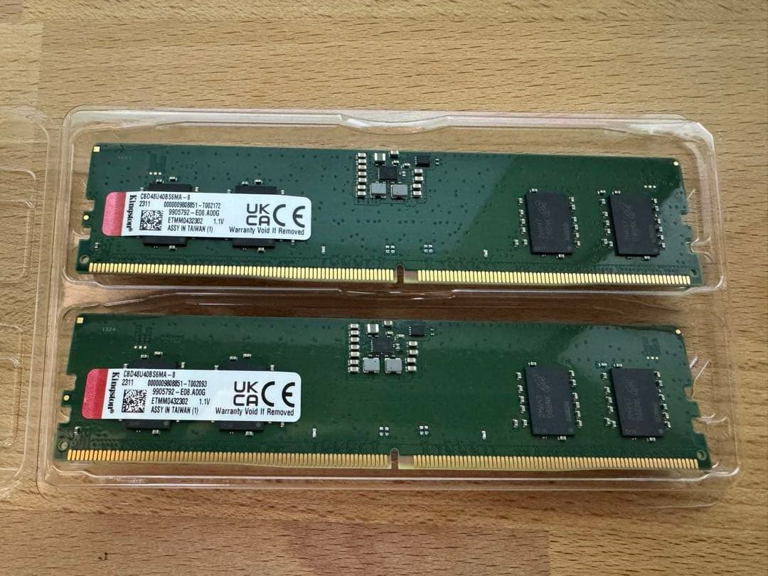 DDR5メモリ 16GB(8GB2枚組) BD48U40BS6MA-8 Kingston KF552C40BBK2-16 16GB (2 x 8GB) DDR5 5200 (PC5 41600