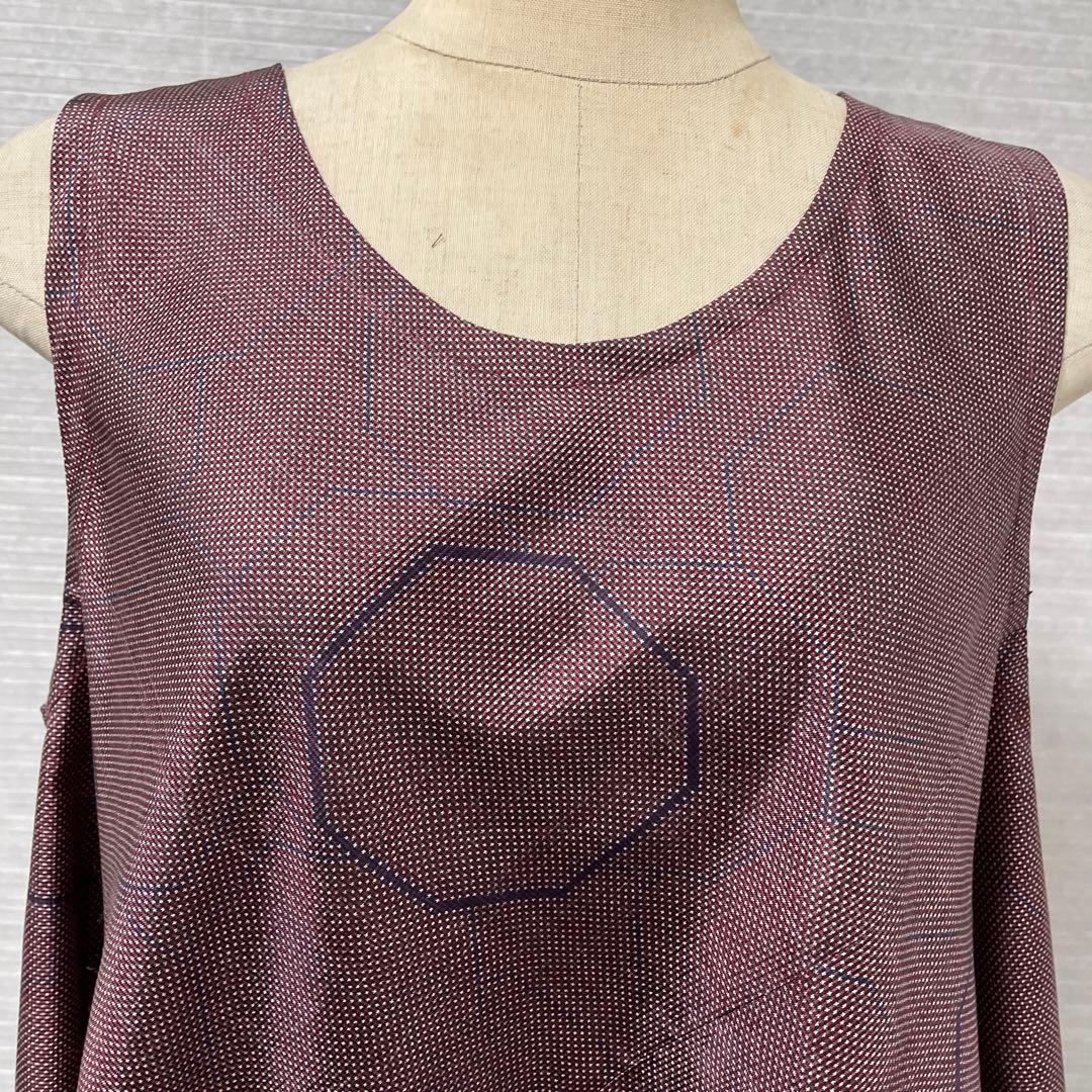 着物ワンピーステントラインマキシ丈《11》大島紬や紬等(7マルキ含)M〜L