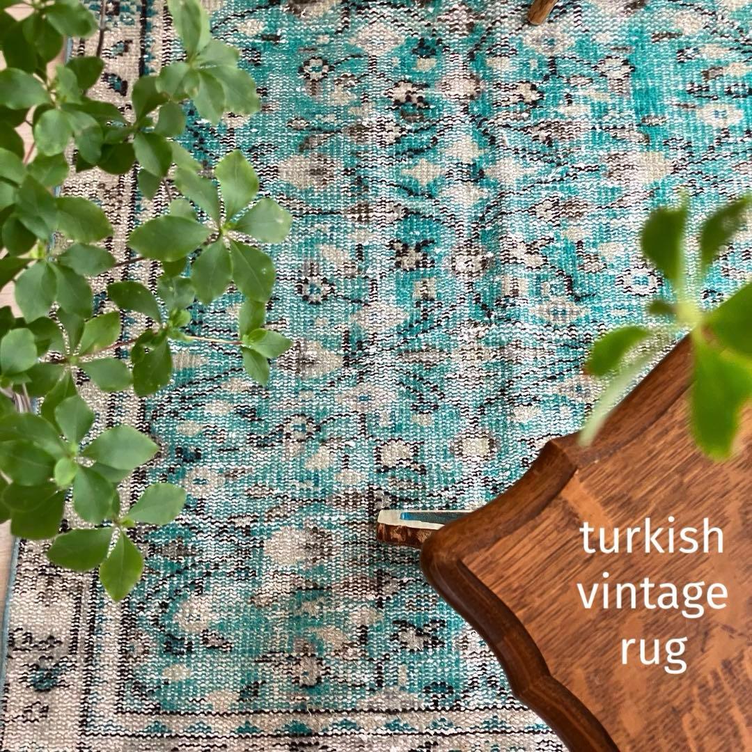 スカイブルー✳︎91×192✳︎ペールグレー 満載フラワー トルコ