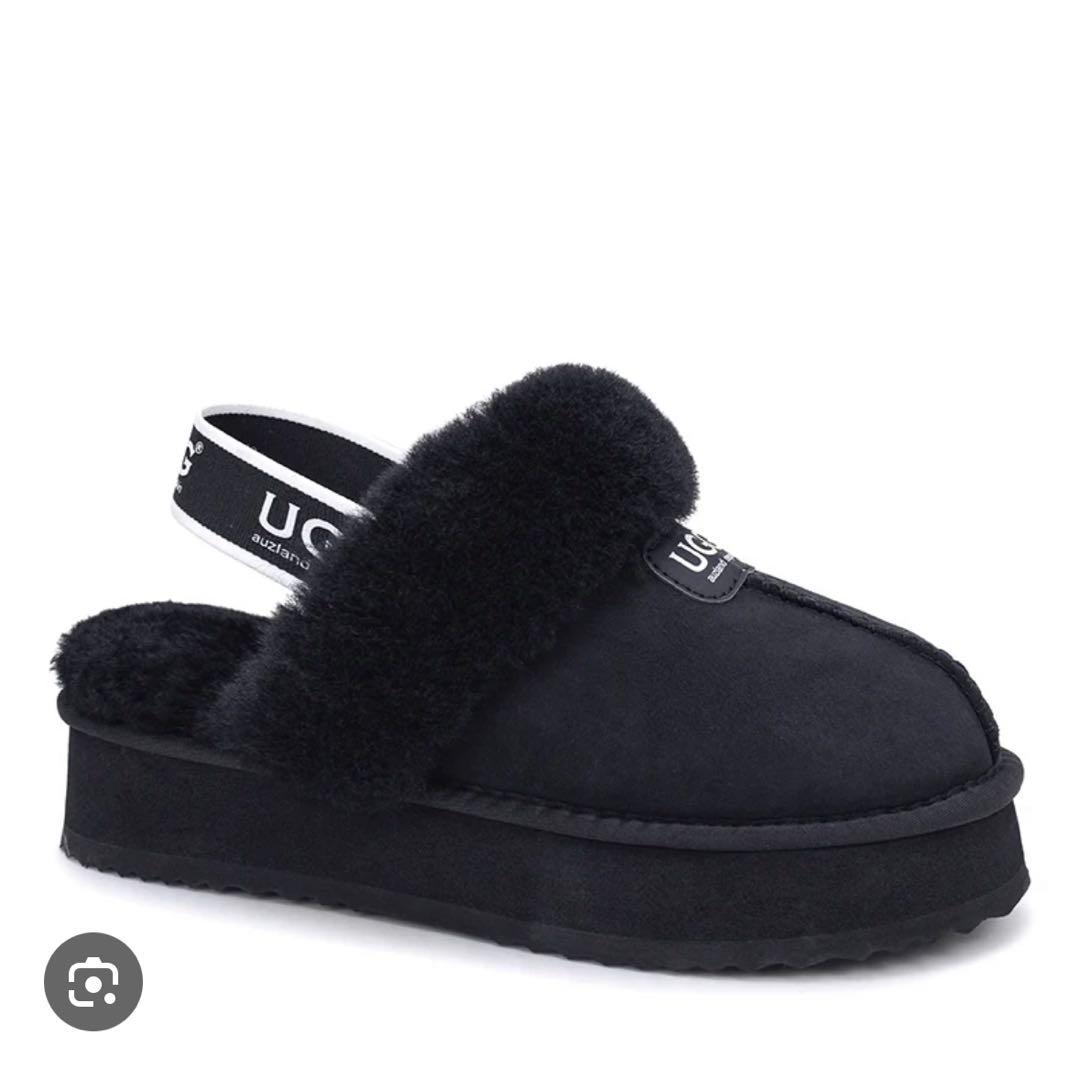 UGG Australia Classic ファンケット ブラック38 24cm UGG（アグ） サンダル ファー ファンケット レディース 厚底 FUNKETTE