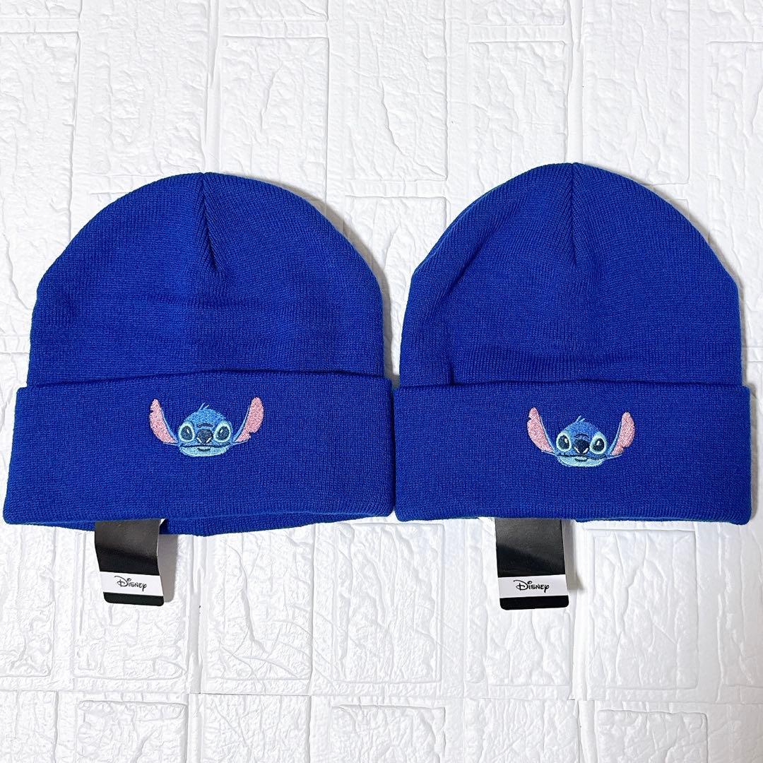 新品✨】ディズニー スティッチ ブルー ニット帽 57.5cm 2点セット