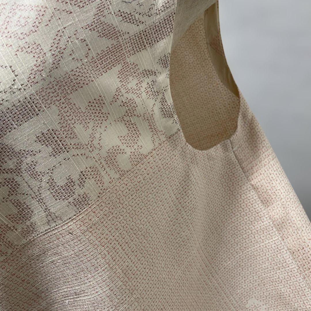 着物ワンピーステントラインマキシ丈《20》塩沢紬・結城紬・白大島紬等 L〜くらい