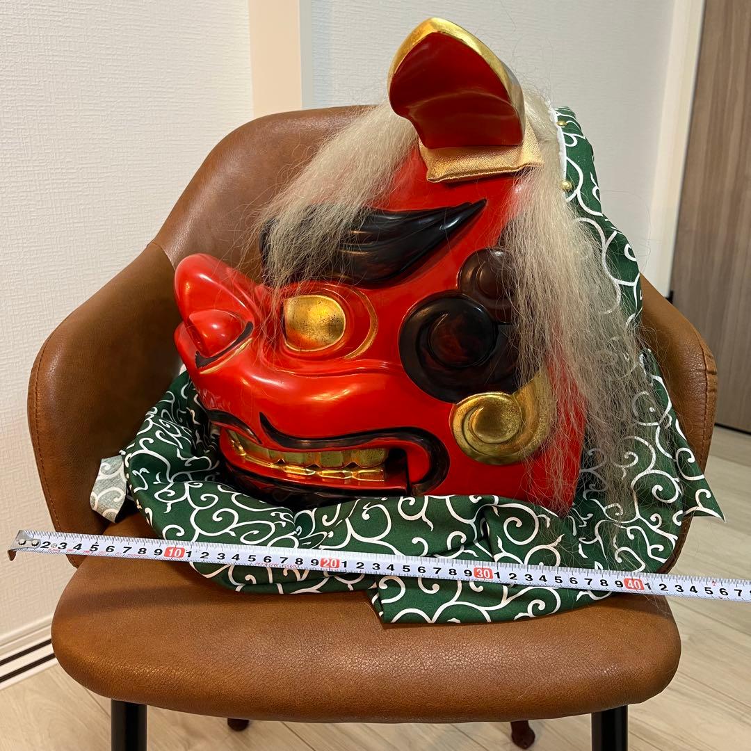 獅子舞 獅子頭 石岡 木彫 置物 古美術 神楽 木製 木彫 - メルカリ
