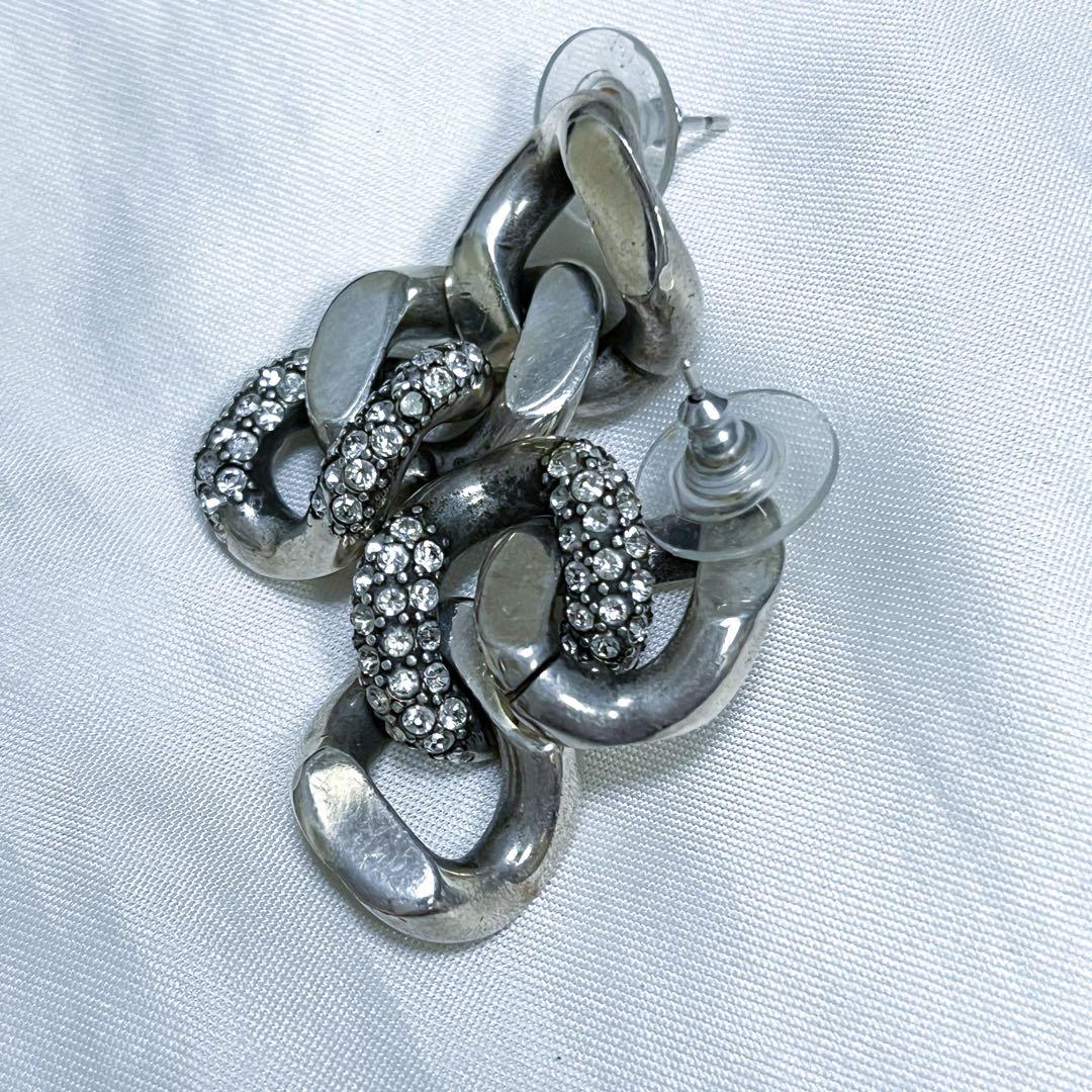 希少 サンローラン ピアス チェーン ラインストーン ユニセックス