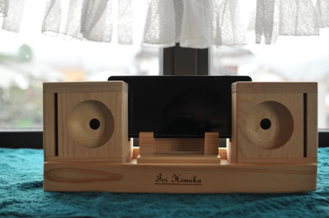 木製スマホスピーカー　無塗装 スマホスピーカー スクエア形 置くだけ 電源不要 | 店舗,有限会社 貞苅