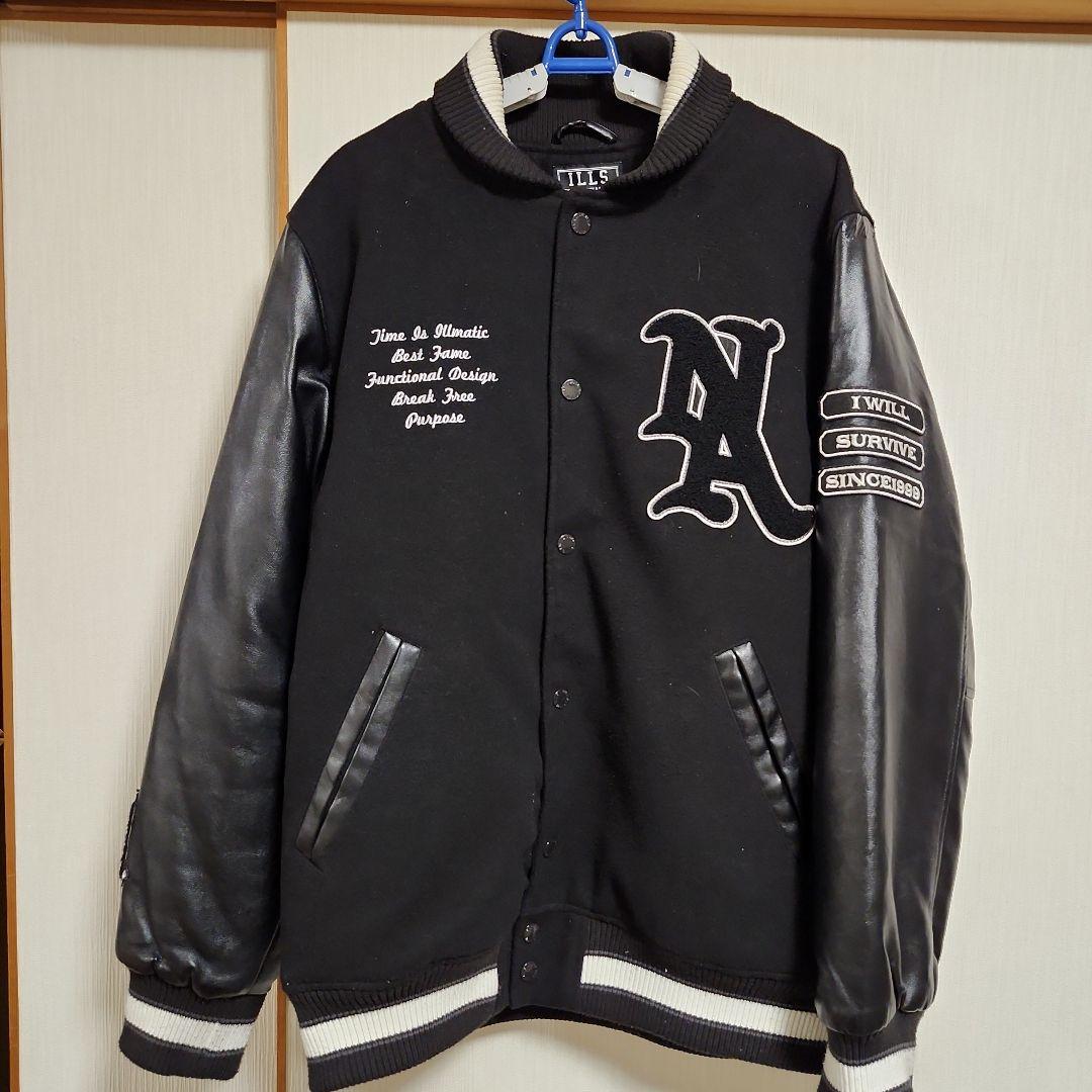 スタジャン ブラック ウール レザー - メルカリ