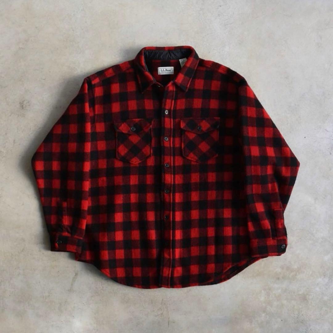 90s L.L.Beanエルエルビーン メインガイド ウールシャツ赤×黒USA製 SELECT STORE SEPTIS / L.L.BEAN(エルエルビーン) MEN`S MAINE GUIDE