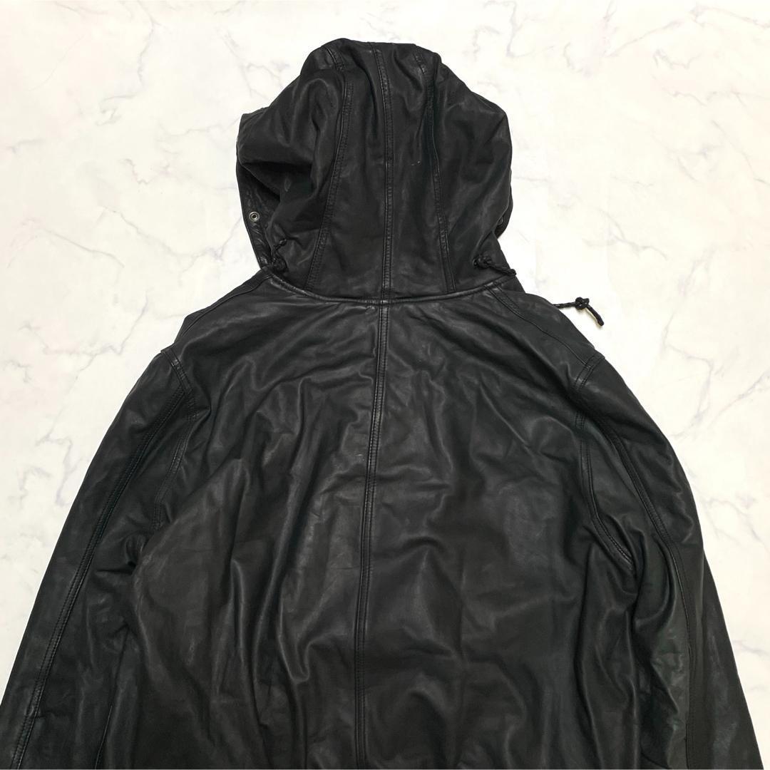 シシ レザーモッズコート 洗えるレザー SAGAFUR フード フィッシュテール