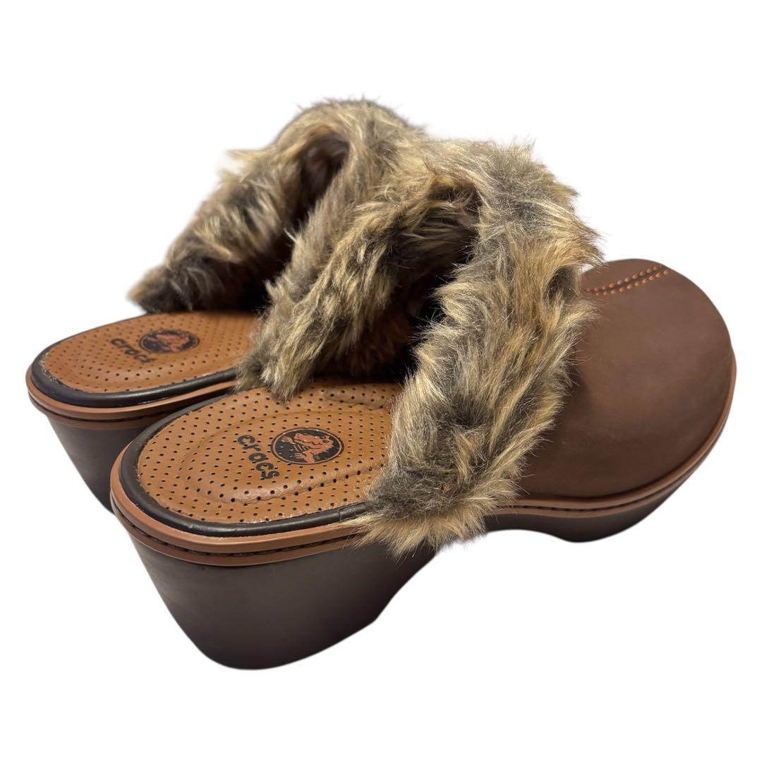 未使用品 crocs クロックス コブラー 廃盤 ファー ボアサンダル 23cm