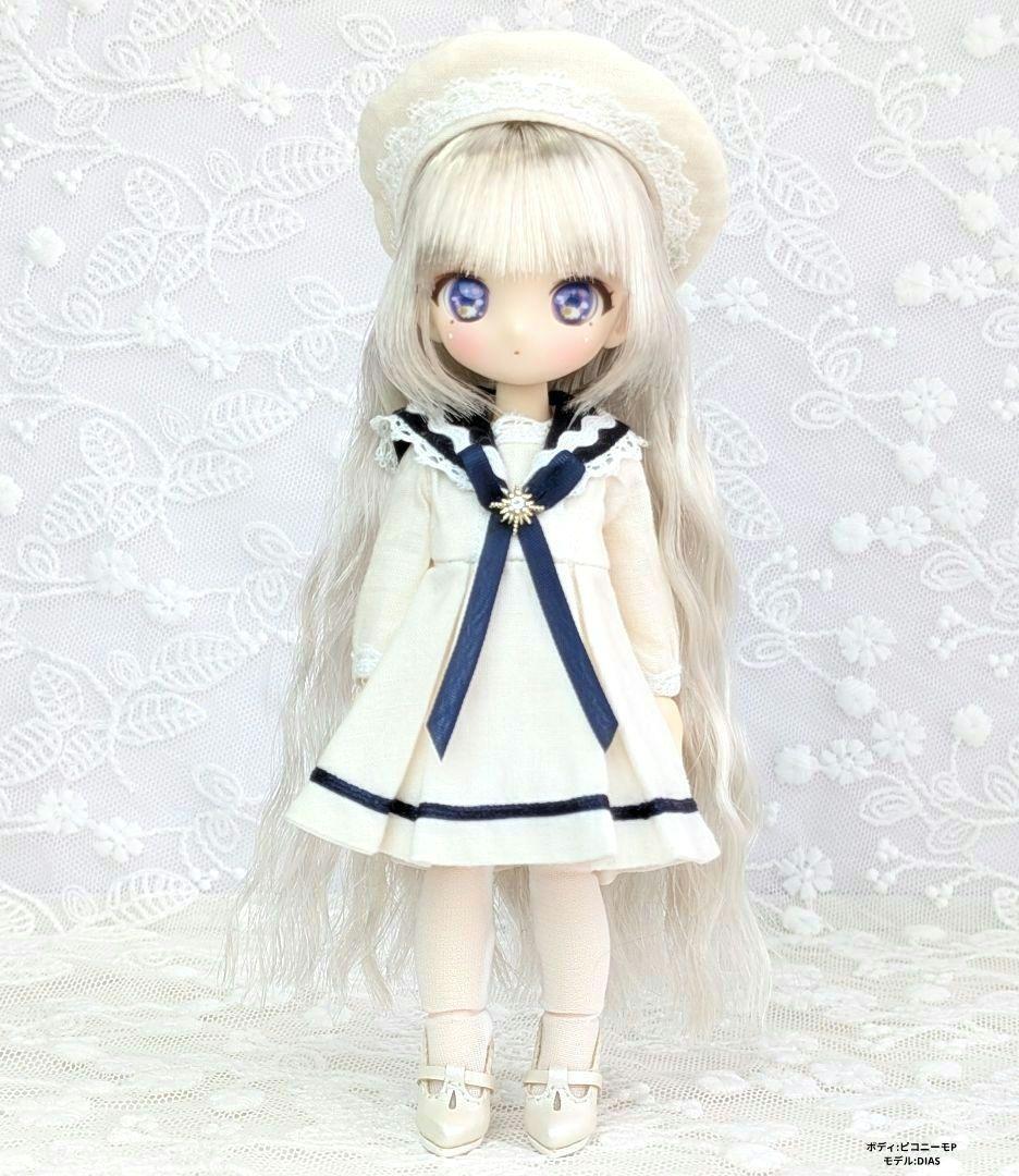 ピコニーモP専用】レースセーラーワンピース ホワイト×ネイビー 897