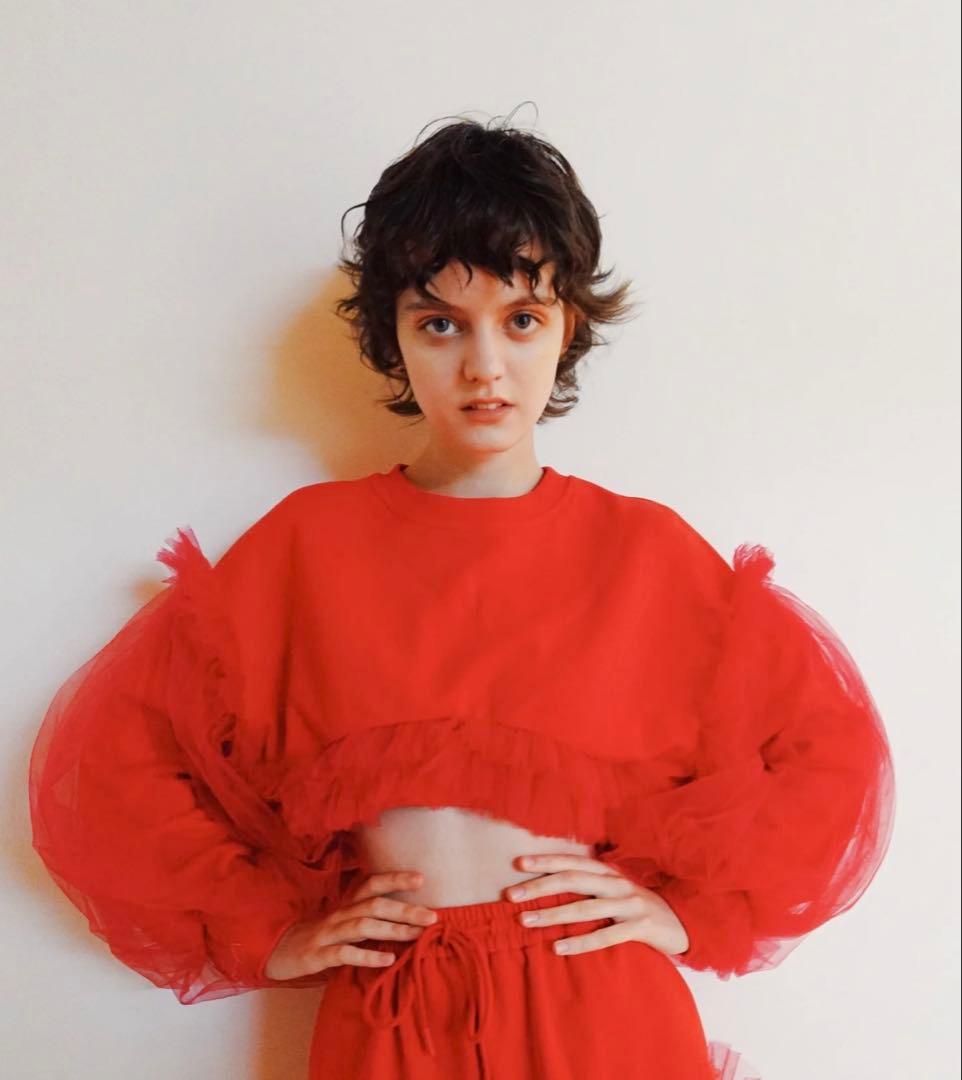 ユ*読様 VIVIANO × JURK Cropped Tulle Sweats VIVIANO × JURK / Cropped Tulle Sweatshirt(gray)