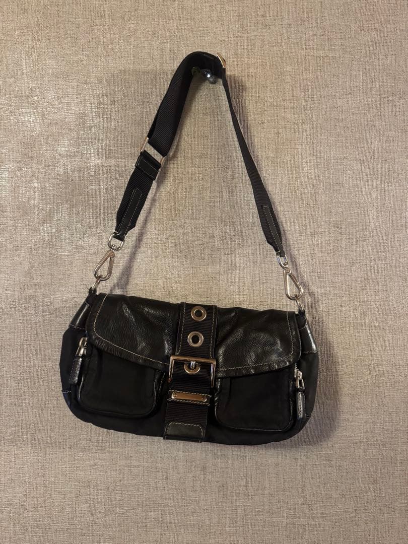 PRADA レザーナイロン ワンショルダーバッグ 黒 y2k 00s - メルカリ