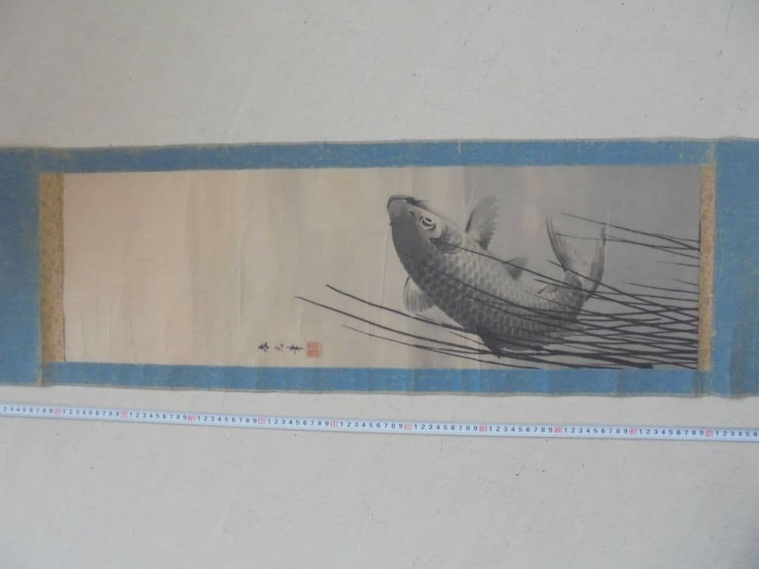 AKa6922 伊藤雲棟 因幡鯉図 肉筆 掛軸 - メルカリ