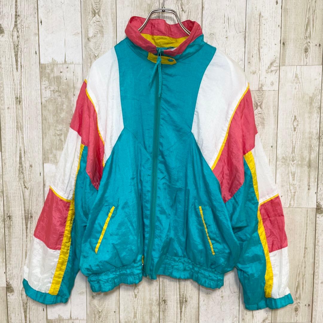 古着90sナイロンジャケットブルゾン昭和レトロヴィンテージ個性的