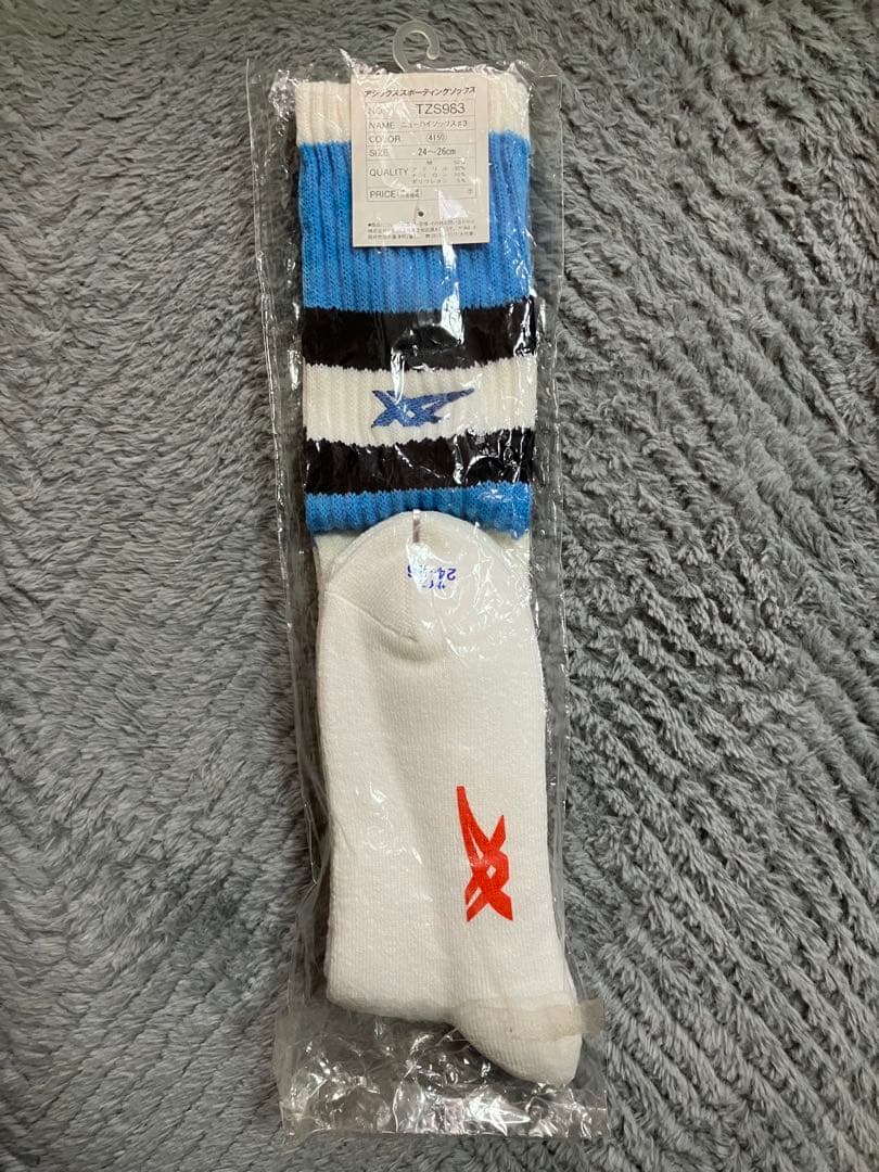新品未使用！asics アシックス ハイソックス 24～26cm 昭和レトロ