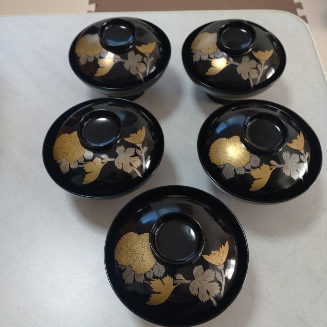 く*ん様 輪島塗 漆器 椀 5個セット 金色の花模様 - メルカリ