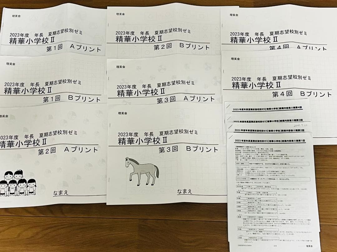 理英会 2023年度 年長 夏期志望校別ゼミ 精華小学校 II 第1-4回AB 理英会 2023年度 年長 夏期志望校別ゼミ 精華小学校 II 第1-4回AB