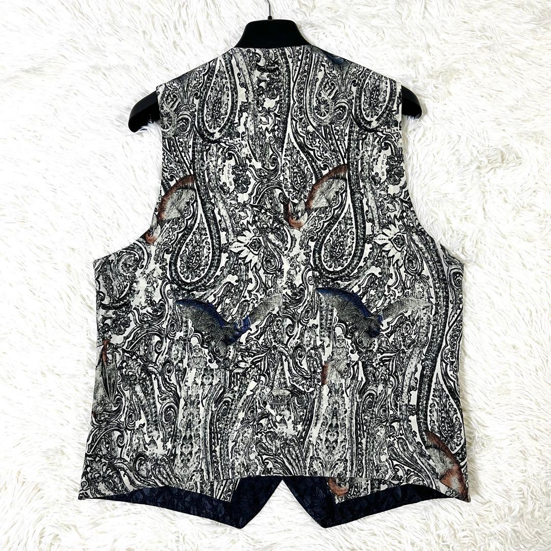 希少】ETRO エトロ ベスト ジレ 50 コウモリ シルク ダークネイビー