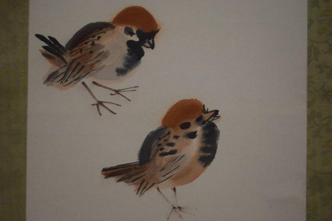 真作/近藤杉石/雀画賛/桐共箱付/布袋屋掛軸HI-817 真作/近藤杉石/達磨画賛/桐共箱付/布袋屋掛軸HI-818 真作/近藤杉石