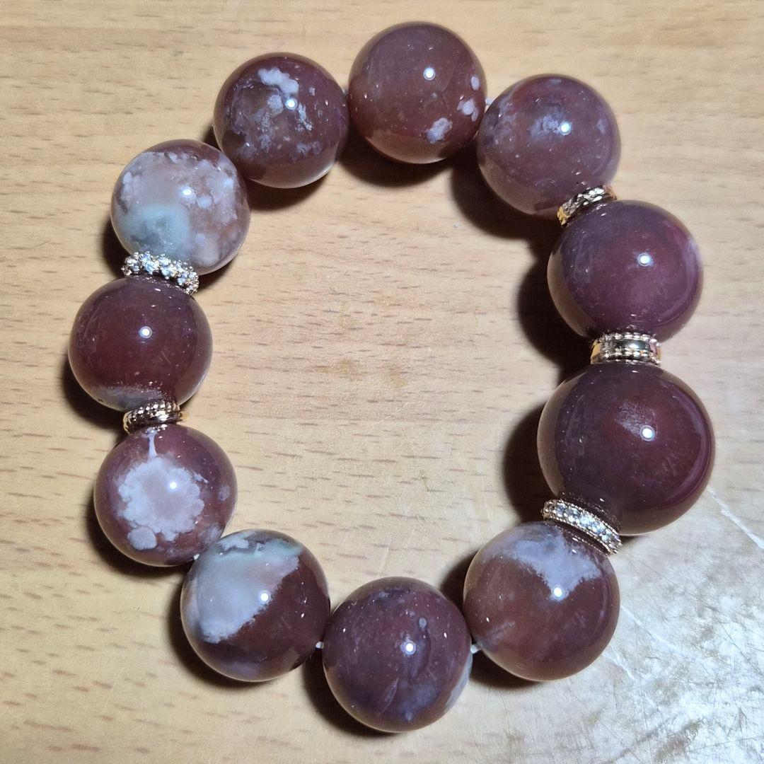 桜瑪瑙 大玉 ブレスレット グリーン桜瑪瑙 大玉 ブレスレット 天然石 | 天然石 happy-berry