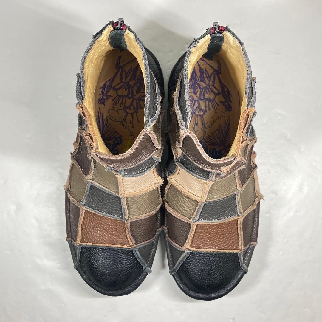 【レア】エスタシオン メンズ ブーツ 25.5cm パッチワーク バックジップ