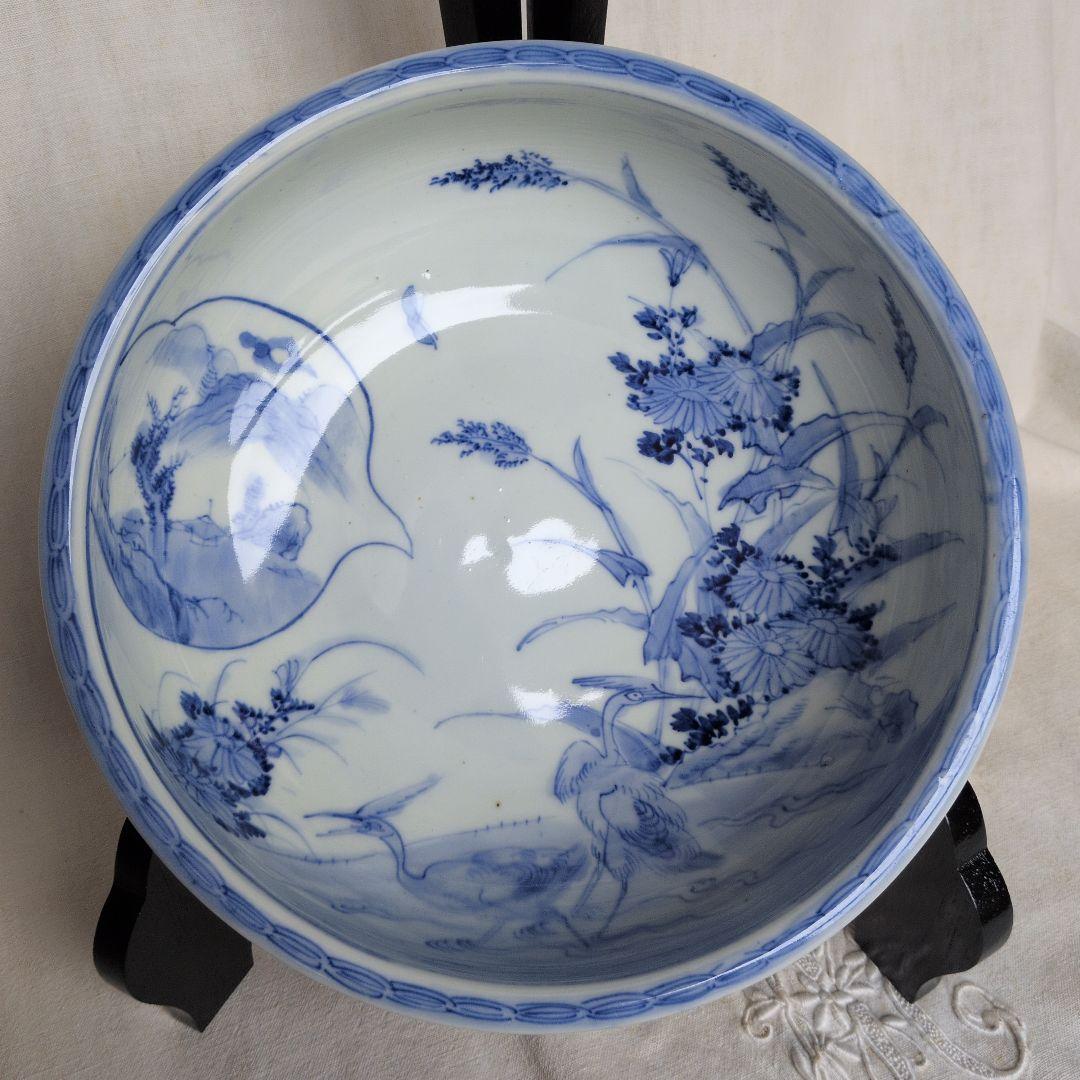 古伊万里 染付 深鉢 白鷺 蛇の目高台 - メルカリ