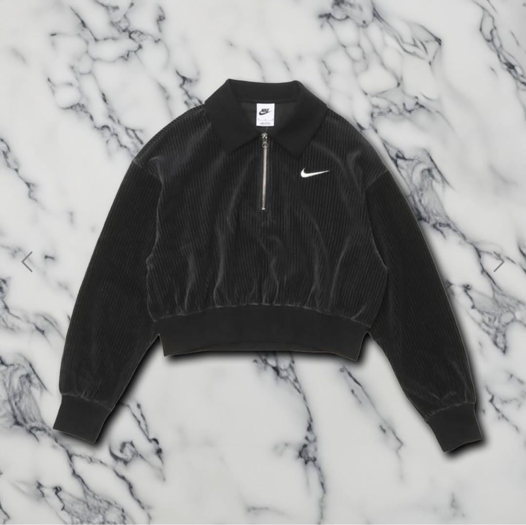Nike コーデュロイ ジップアップ ハーフジップ クロップドトップス