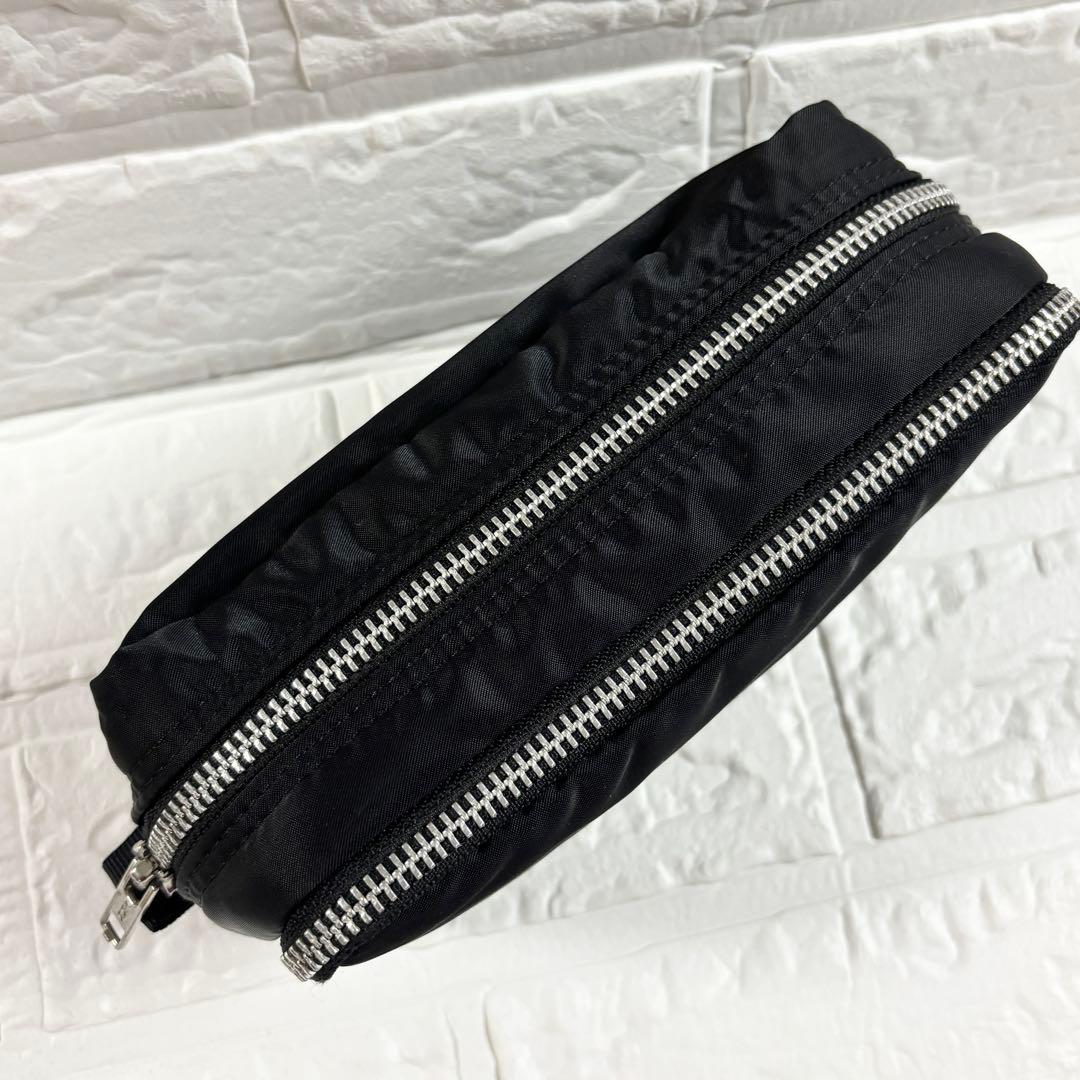 極美品】PORTER ブラック ジッパーポーチ タンカー ダブルファスナー